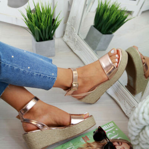 Laamei Summer Platform Sandals 2019 Fashion Women Flat Sandal Wedges Shoes Casual Woman Peep Toe Ladies Platform Sandals